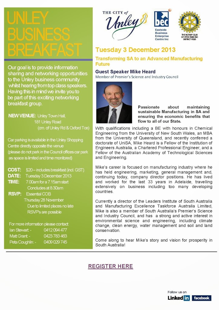 Last Unley Business Breakfast for Year looks at sustainable manufacturing