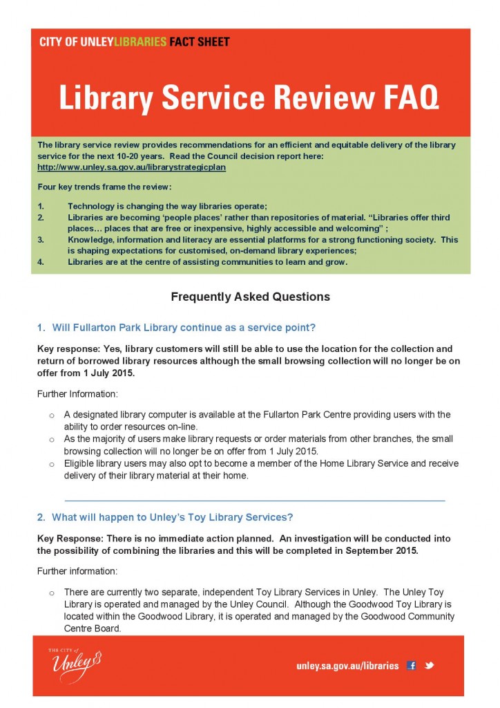 Library Service Review fact sheet